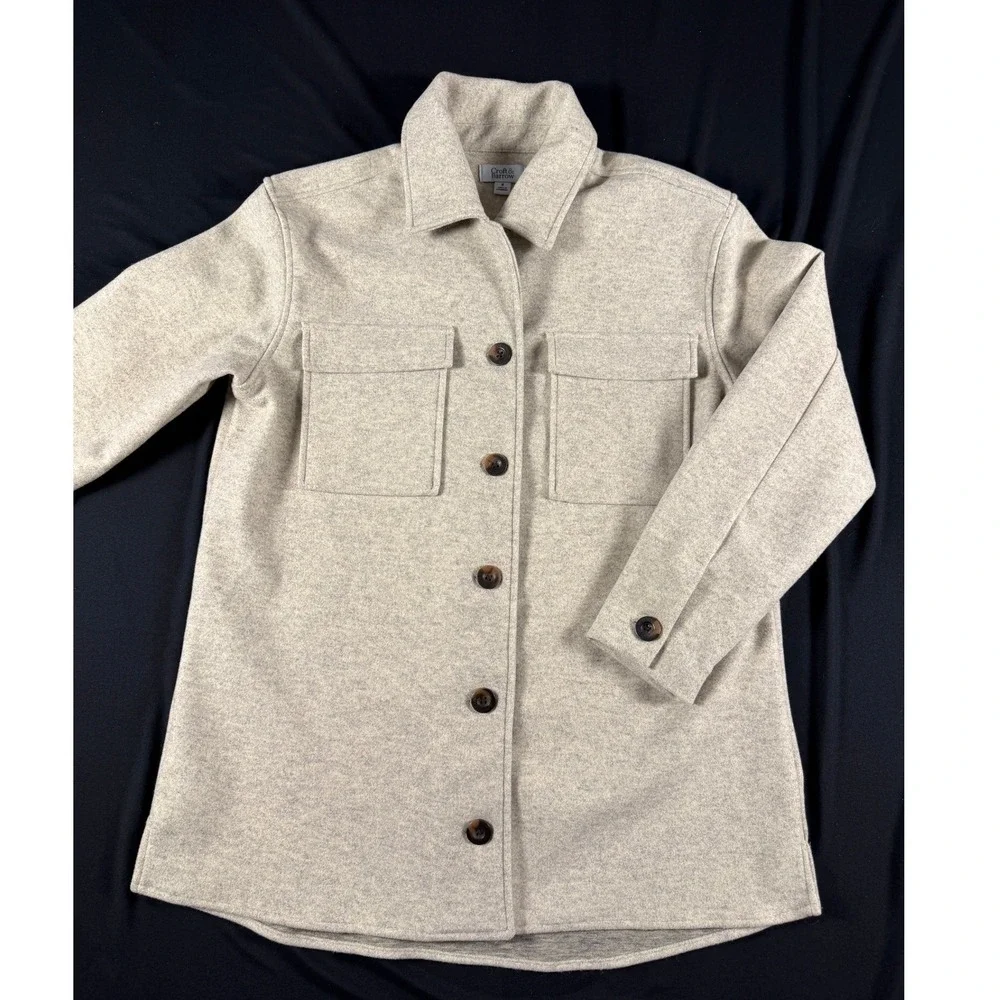 Croft & Barrow Womens Oatmeal Heather Soft Knit Button Down Shacket Jacket M